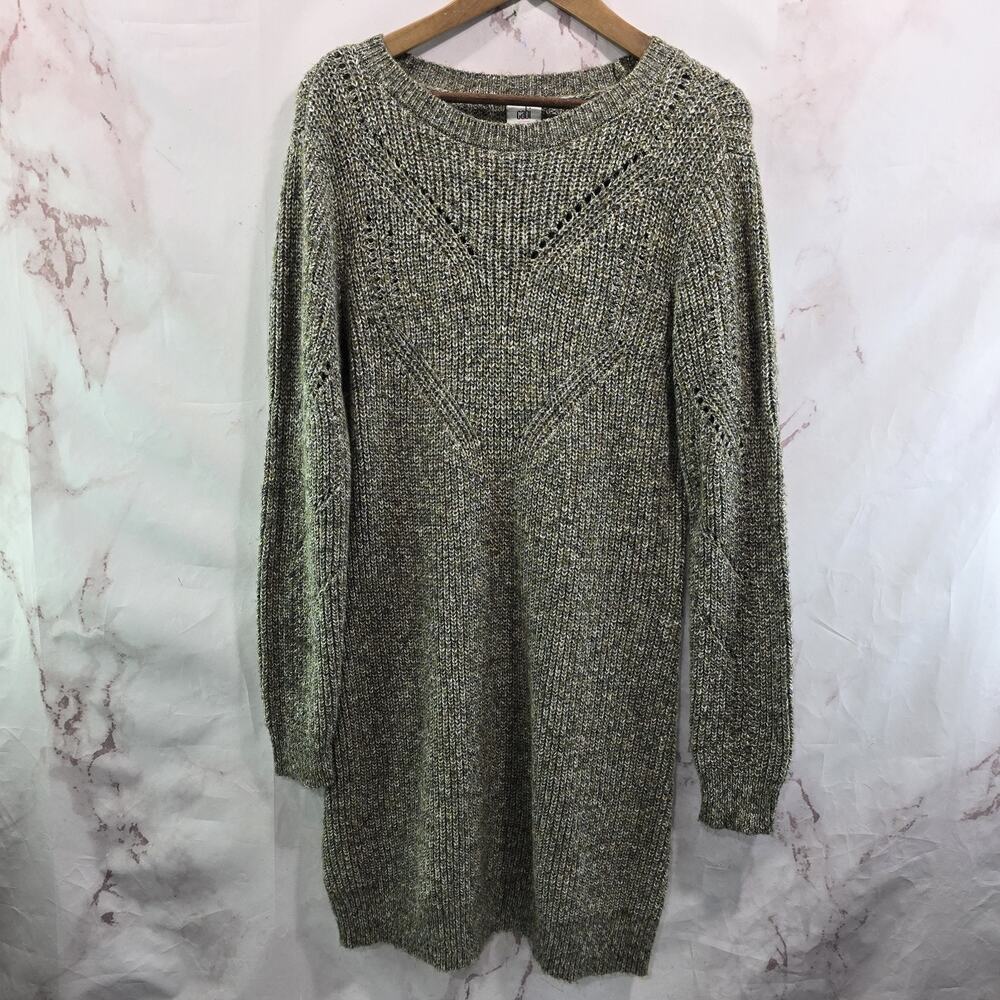 Cabi Dress Womens Medium Brown Sweater Long Sleeve Tunic 4278 Artichoke Knit